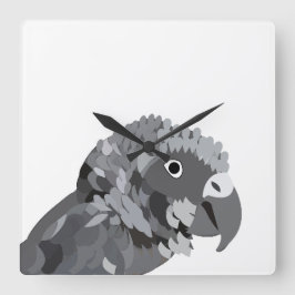 African Gray Parrot Bird Quadratische Wanduhr