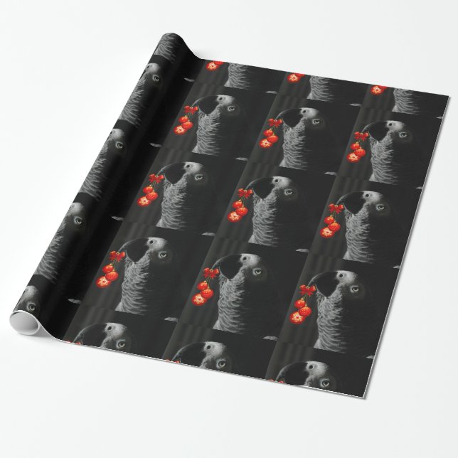 African Gray Parrot Christmas Geschenkpapier (Ungerollt)