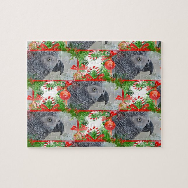 African Gray Parrot Christmas Puzzle (Horizontal)