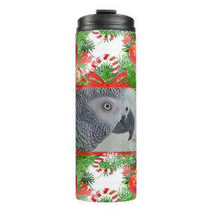 African Gray Parrot Christmas Thermosbecher