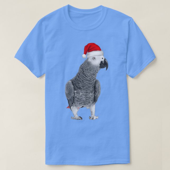 African Gray Parrot Frohe Weihnachten T-Shirt (Design vorne)