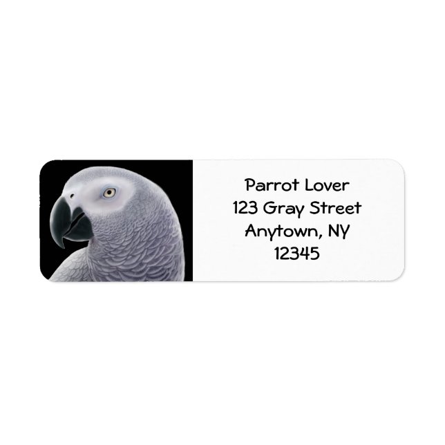 African Gray Parrot Head Label (Vorne)