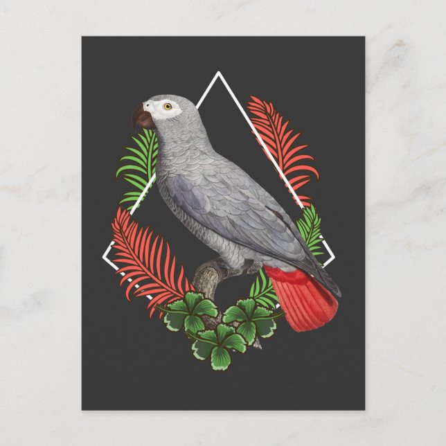 African Gray Parrot Lover Blume Postkarte (Vorderseite)