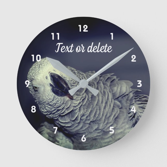 African Gray Parrot Niedlich Bird Personalisiert Runde Wanduhr (Vorderseite)