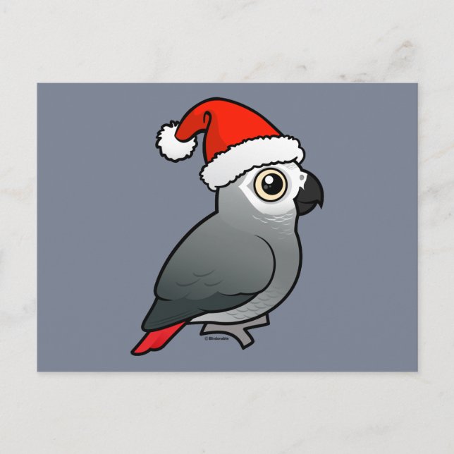 African Gray Santa Feiertagspostkarte (Vorderseite)