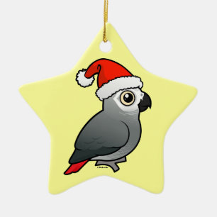 African Gray Santa Keramikornament