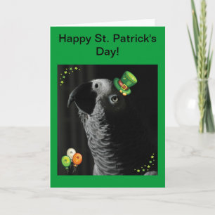 African Grey Happy St. Patrick's Day Grußkarte Karte