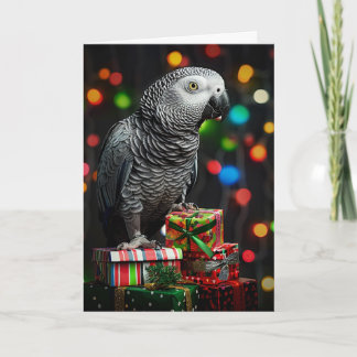 African Grey on Gifts — Festive Greeting Card Karte