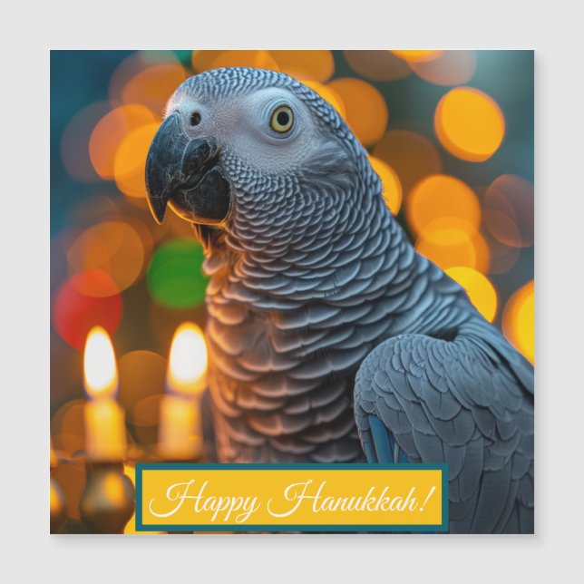 African Grey Papagei Chanukka Karte  (Vorderseite)