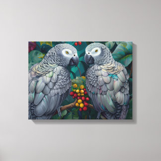 African Grey Papageien Persimmon-Beeren-Duett  Leinwanddruck