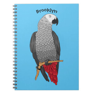 African grey parrot cartoon illustration notizblock