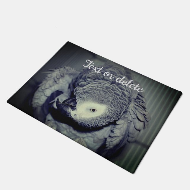 African Grey Parrot Cute Bird 2 Personalized  Fußmatte (Schrägansicht)
