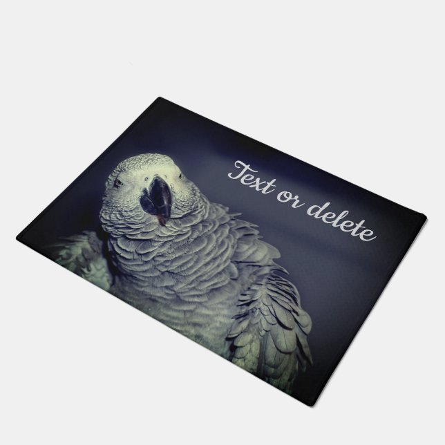 African Grey Parrot Cute Bird Personalized  Fußmatte (Schrägansicht)