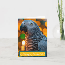 African Grey Parrot Hanukkah Card Feiertagskarte