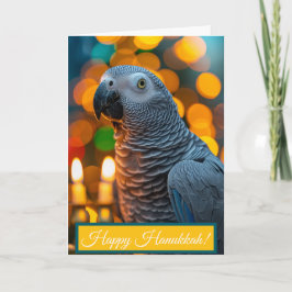 African Grey Parrot Hanukkah Card Karte