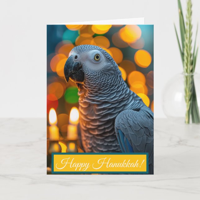 African Grey Parrot Hanukkah Card  Karte (Vorderseite)