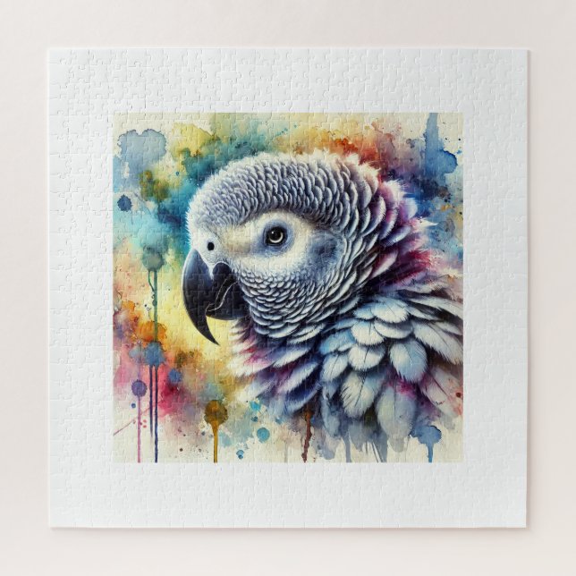 African Grey Parrot Yaco 060824AREF144 - Watercolo Puzzle (Vertikal)