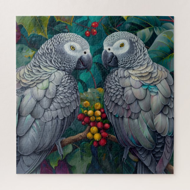 African Grey Persimmon-Berry Duet Puzzle (Vertikal)