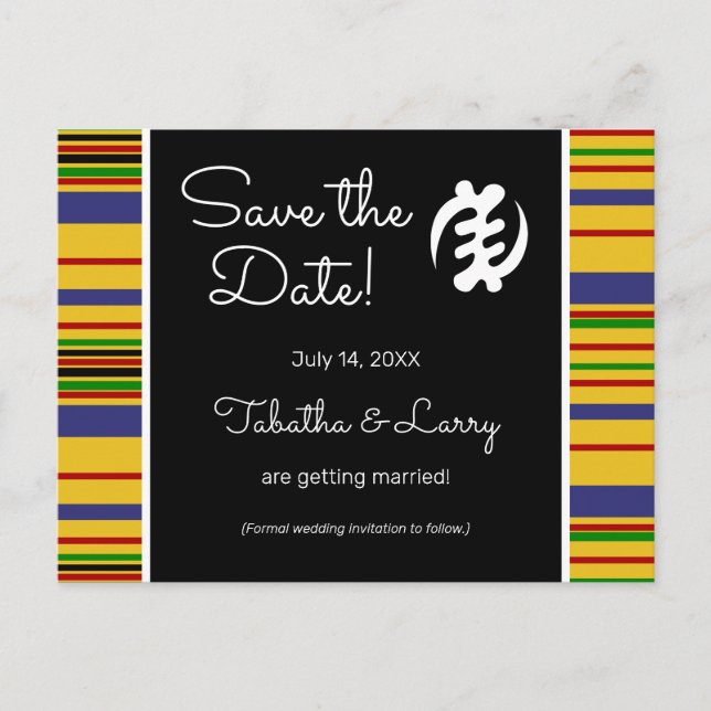 African Kente AK01 Streifen Save the Date Postkart Postkarte (Vorderseite)