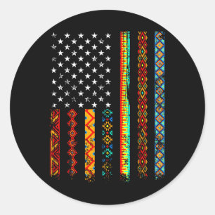 African Kente Cloud American Flag African Black Hi Runder Aufkleber