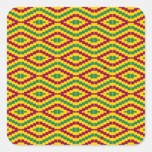 African Kente, Happy Kwanzaa Quadratischer Aufkleber