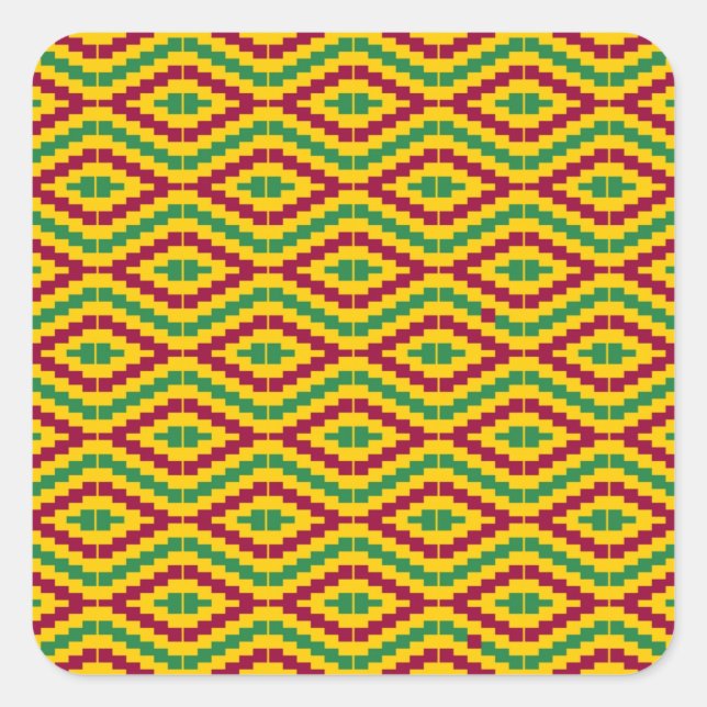 African Kente, Happy Kwanzaa Quadratischer Aufkleber (Vorderseite)