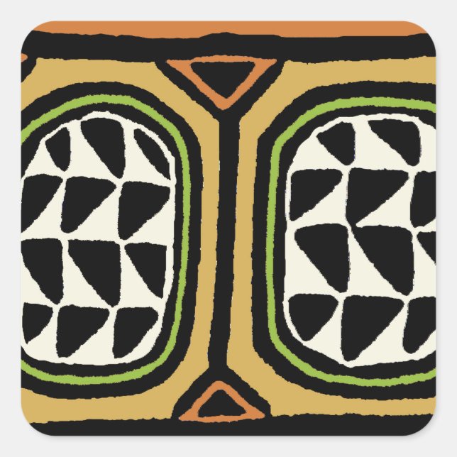 African Kuba Textile Design Quadratischer Aufkleber (Vorderseite)