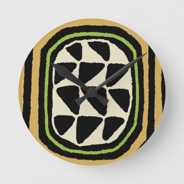 African Kuba Textile Design Runde Wanduhr (Vorderseite)