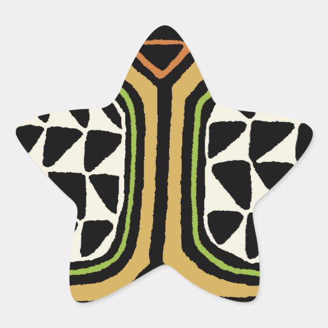 African Kuba Textile Design Stern-Aufkleber (Vorderseite)