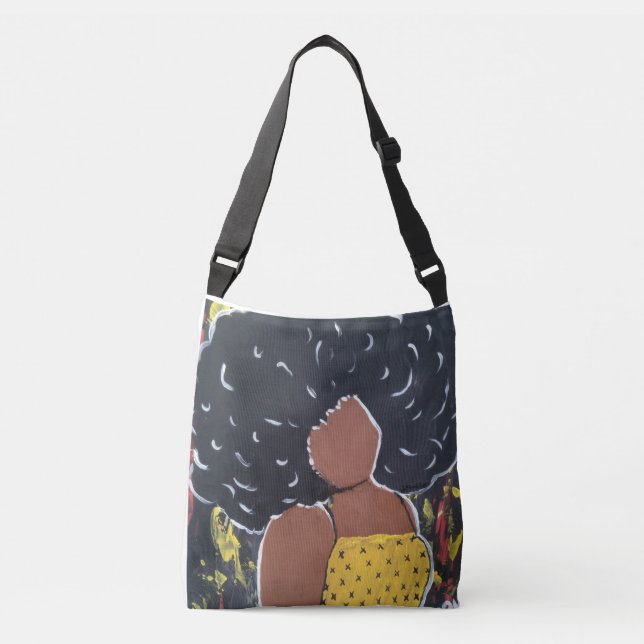 African Lady Big Hair Crossbody Bag Tragetaschen Mit Langen Trägern (Vorderseite)