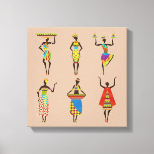 African Ladys Tribal Art bunt Mode Leinwanddruck