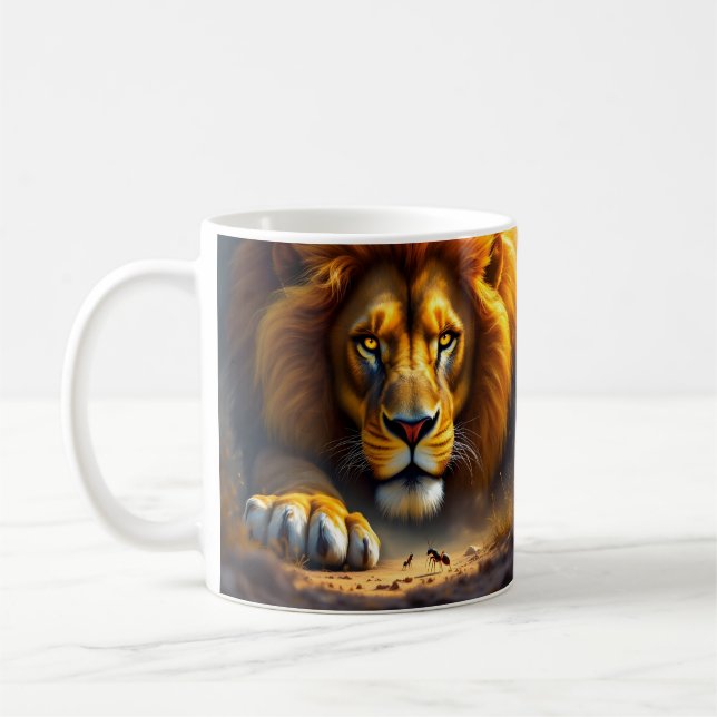 African Lion and Elephant Wildlife Mug Kaffeetasse (Links)