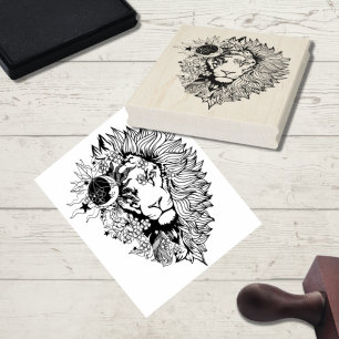 African Lion Animal Art Colour Page Gummistempel