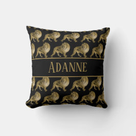 African Lion Black and Gold Kissen