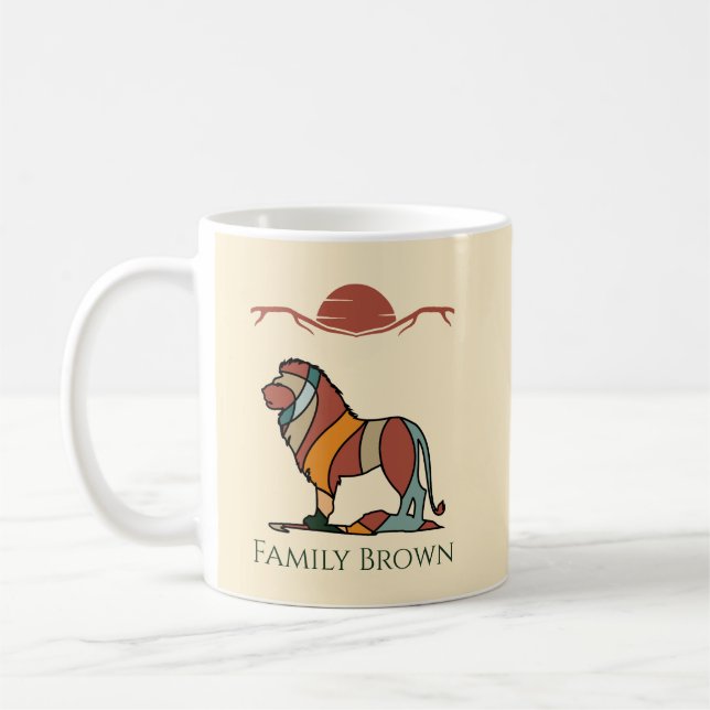 African Lion Coffee Mug | Personalisierter Name Kaffeetasse (Links)