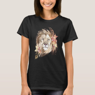 African Lion I Big Cat I Wildblumen Wasserfarbe T-Shirt