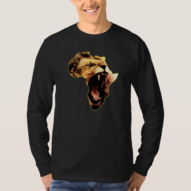 African Lion Roaring Safari Culture Africa Map   T-Shirt (Vorderseite)