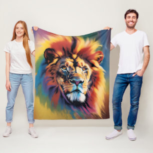 African Lion Safari Blanket - Rainbow Fleece