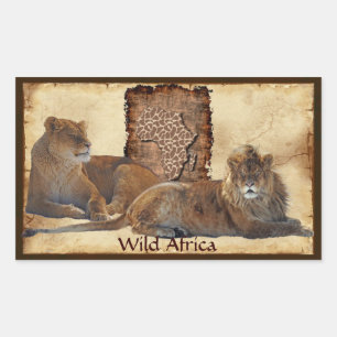 AFRICAN LIONS Big Five Map of Africa Stickers