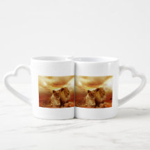 African Lions Special Liebe Handle Tasse Set