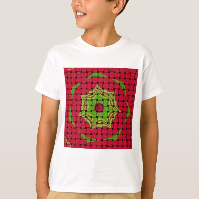 African Lovely Woven Red and Lemon Green Design T-Shirt (Vorderseite)
