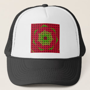African Lovely Woven Red and Lemon Green Design Truckerkappe
