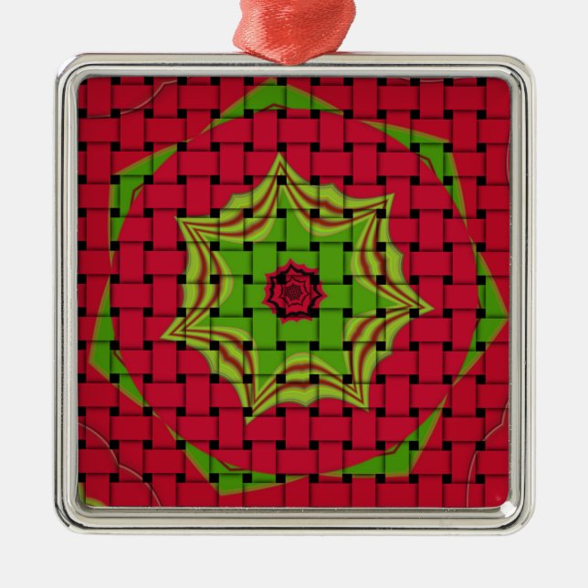 African Lovely Woven Red Design Ornament Aus Metall (Vorne)