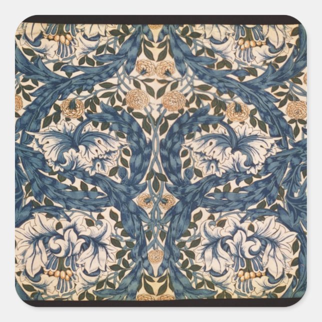 African Marigold' Design, 1876 Quadratischer Aufkleber (Vorderseite)