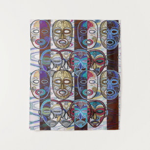 African Masks V2 Wandteppich