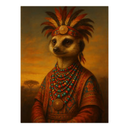 African Meerkat Tribal Chief | Savannah Portrait Poster