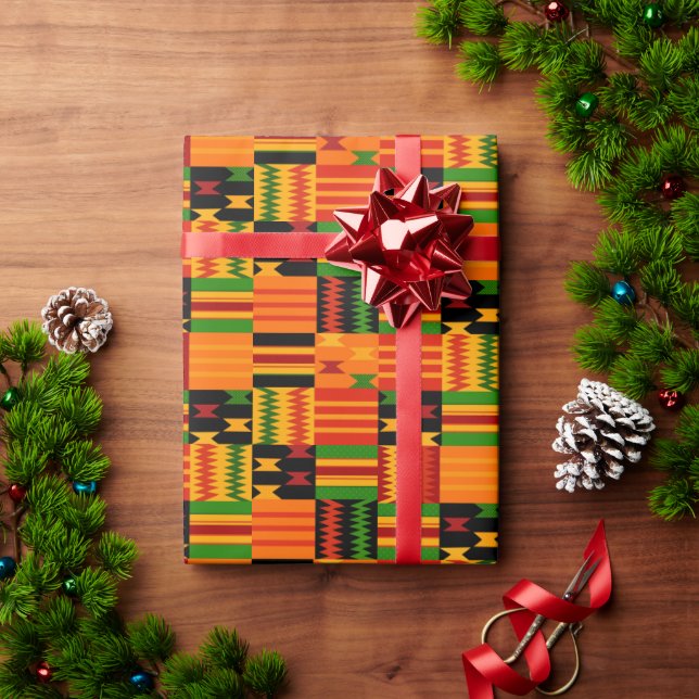 African Modern Kente Tribal Style Wrapping Paper Geschenkpapier (Feiertagsgeschenk)