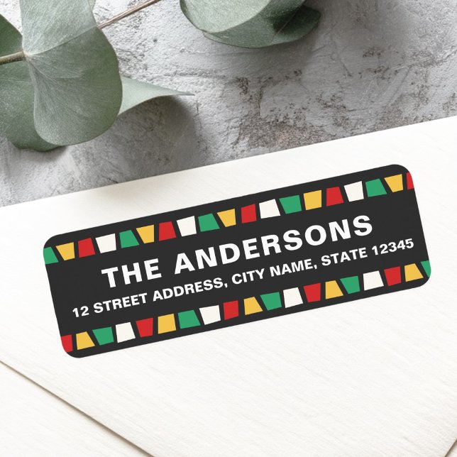 African mosaic Kwanzaa return address (African mosaic Kwanzaa return address Label)