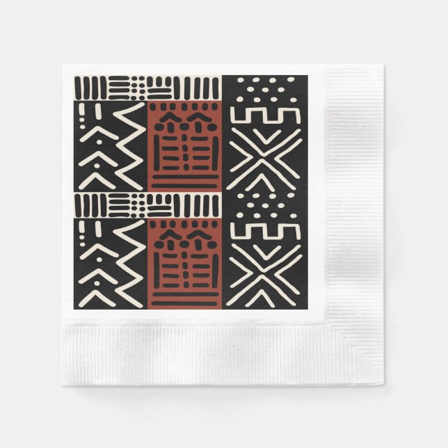 African Mud Cloth Bogolan Inspiriert Paper Napkins Serviette (Vorderseite)