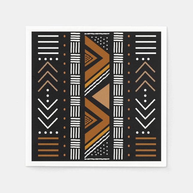 African Mud Cloud Bogolan Designer Paper Napkins Serviette (Vorderseite)